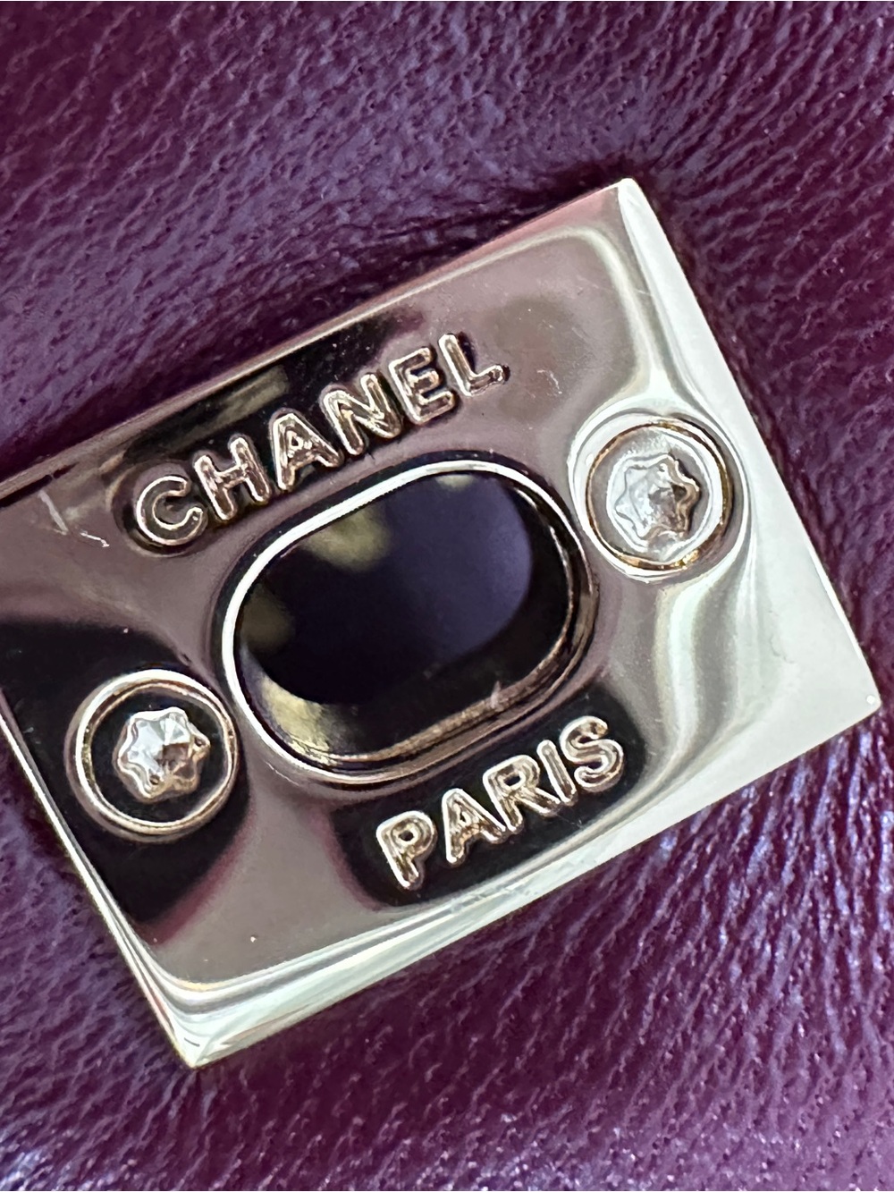 NEW 2026 CHANEL BURGUNDY LEATHER LOAFERS OXFORD SHOES GOLD STRASS CC TURNLOCK 37 - Picture 10 of 16